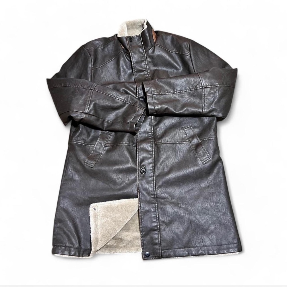 Vintage Brown Leather Trench Coat